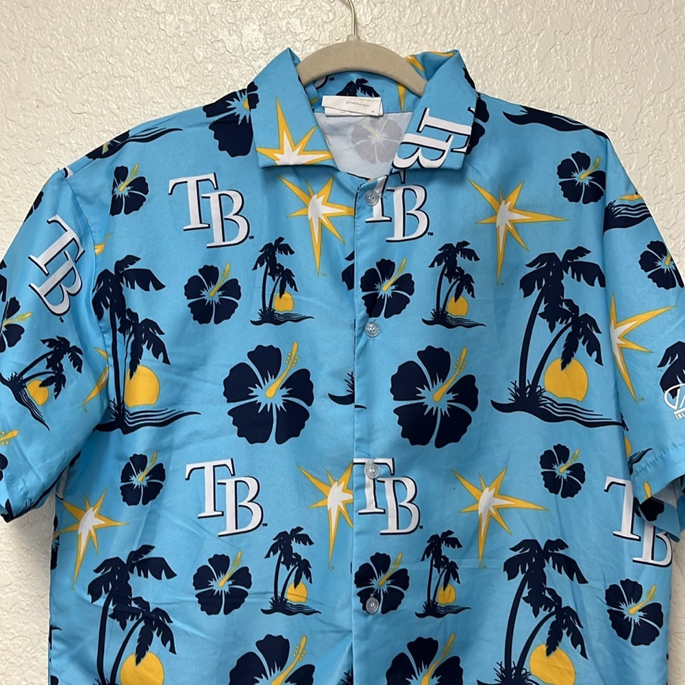 Tampa Bay Rays Hawaiian Print Button Down Size Medium - Picture 3 of 6